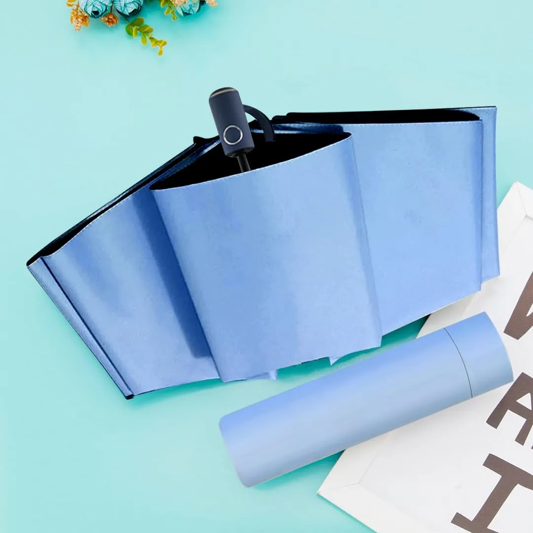 ABSORBIA 8K 3fold auto open umbrella for Rain,Sun Protection and also windproof|Double Layer Folding Portable Umbrella with cover|Blue|with black coating for UV potection|Fancy & Easy to Travel