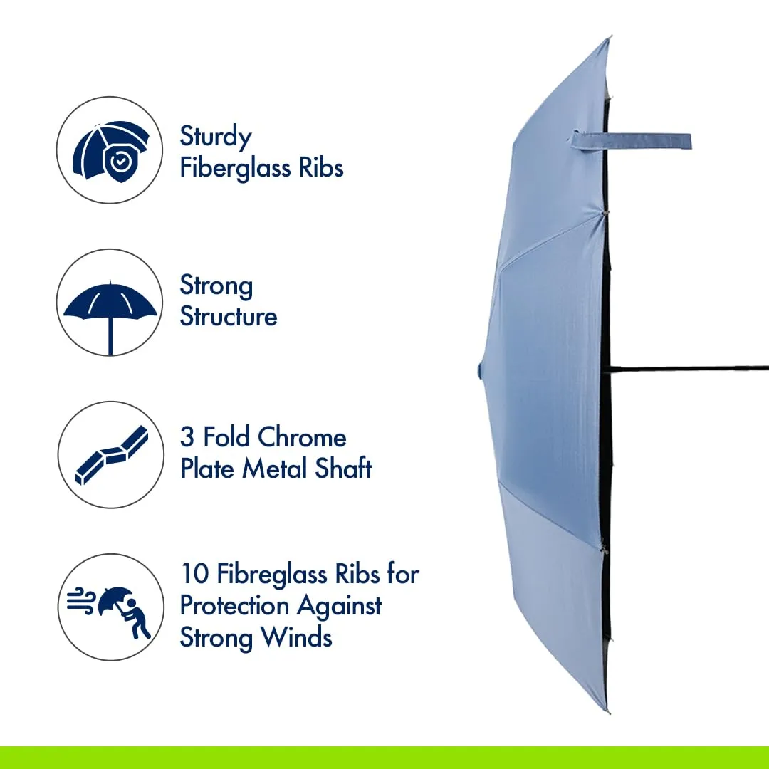 ABSORBIA 8K 3fold auto open umbrella for Rain,Sun Protection and also windproof|Double Layer Folding Portable Umbrella with cover|Blue|with black coating for UV potection|Fancy & Easy to Travel