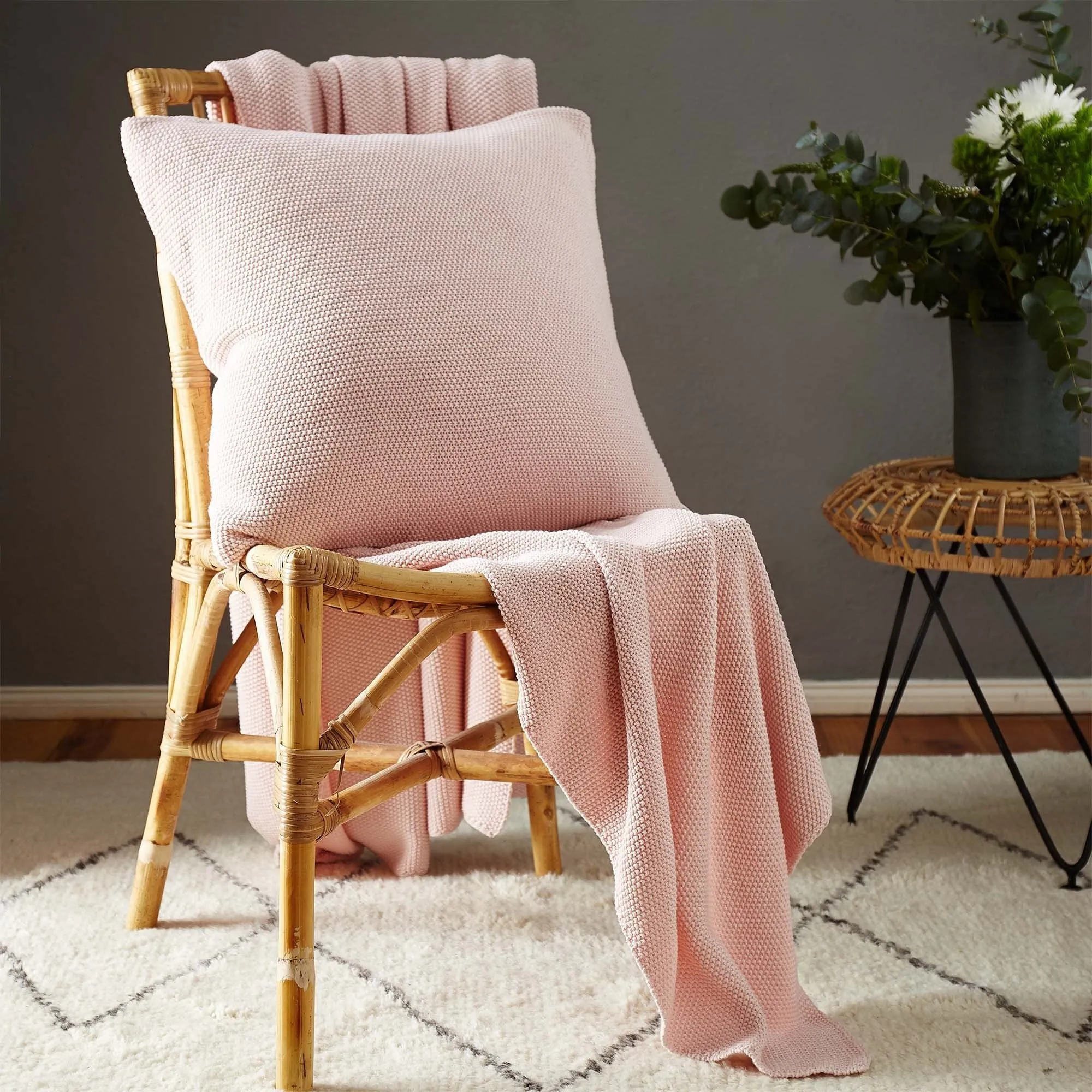 Antua Cotton Blanket [Powder Pink]