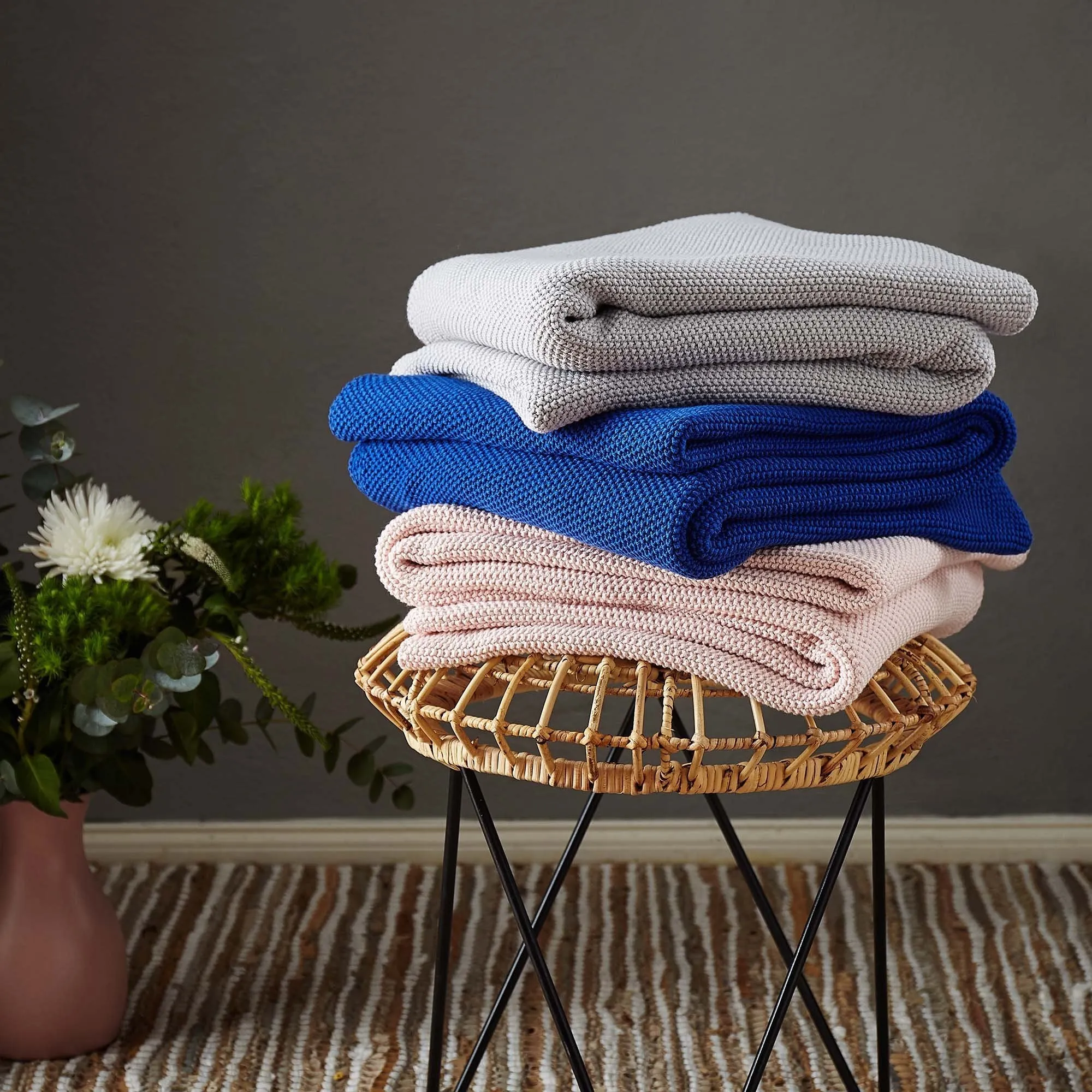 Antua Cotton Blanket [Powder Pink]