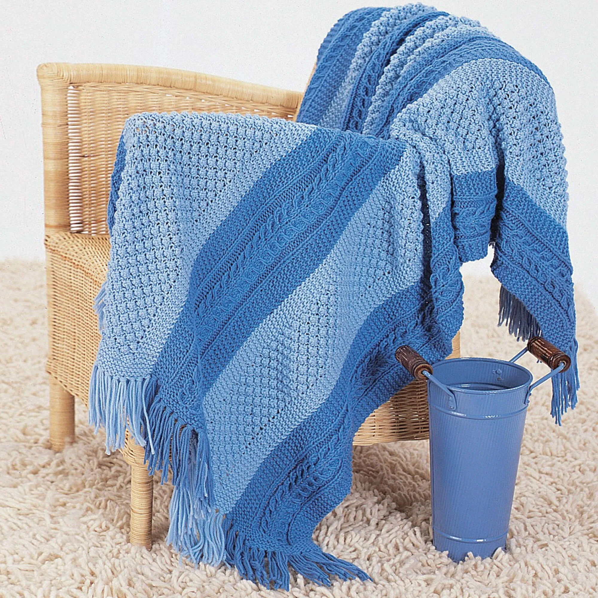Bernat Shades Of Blue Knit Blanket