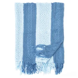 Bernat Shades Of Blue Knit Blanket