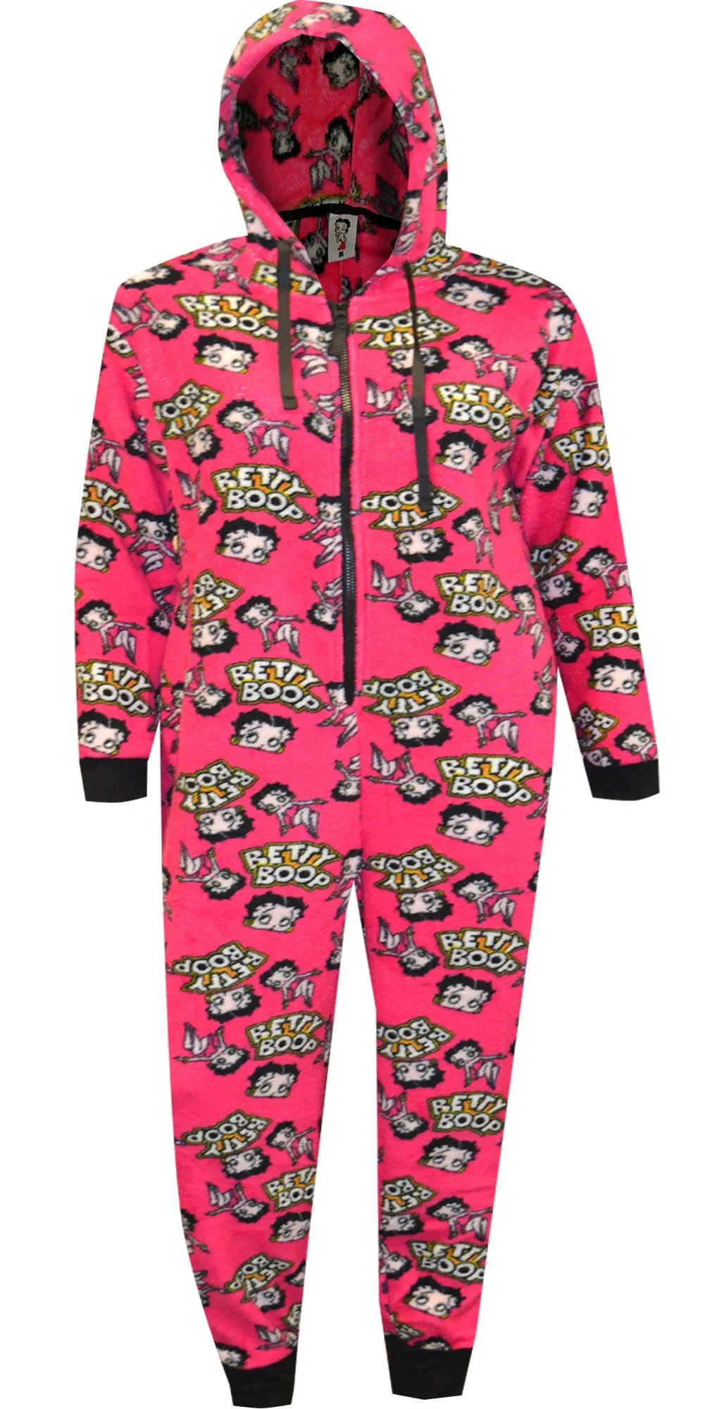 Betty Boop Fuchsia Plush Onesie Hoodie Pajama
