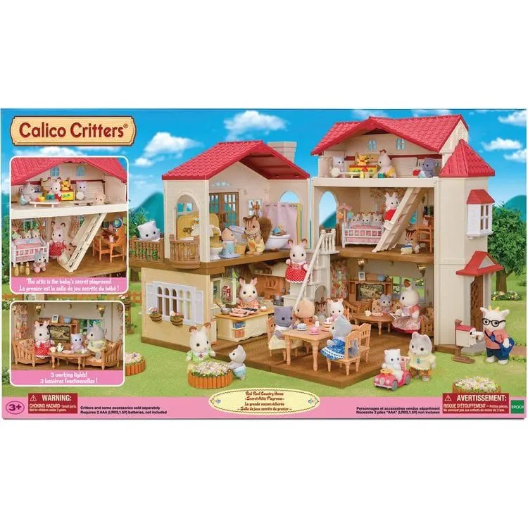 Calico Critters Red Roof Country Home Secret Attic Playroom, Dollhouse Playset