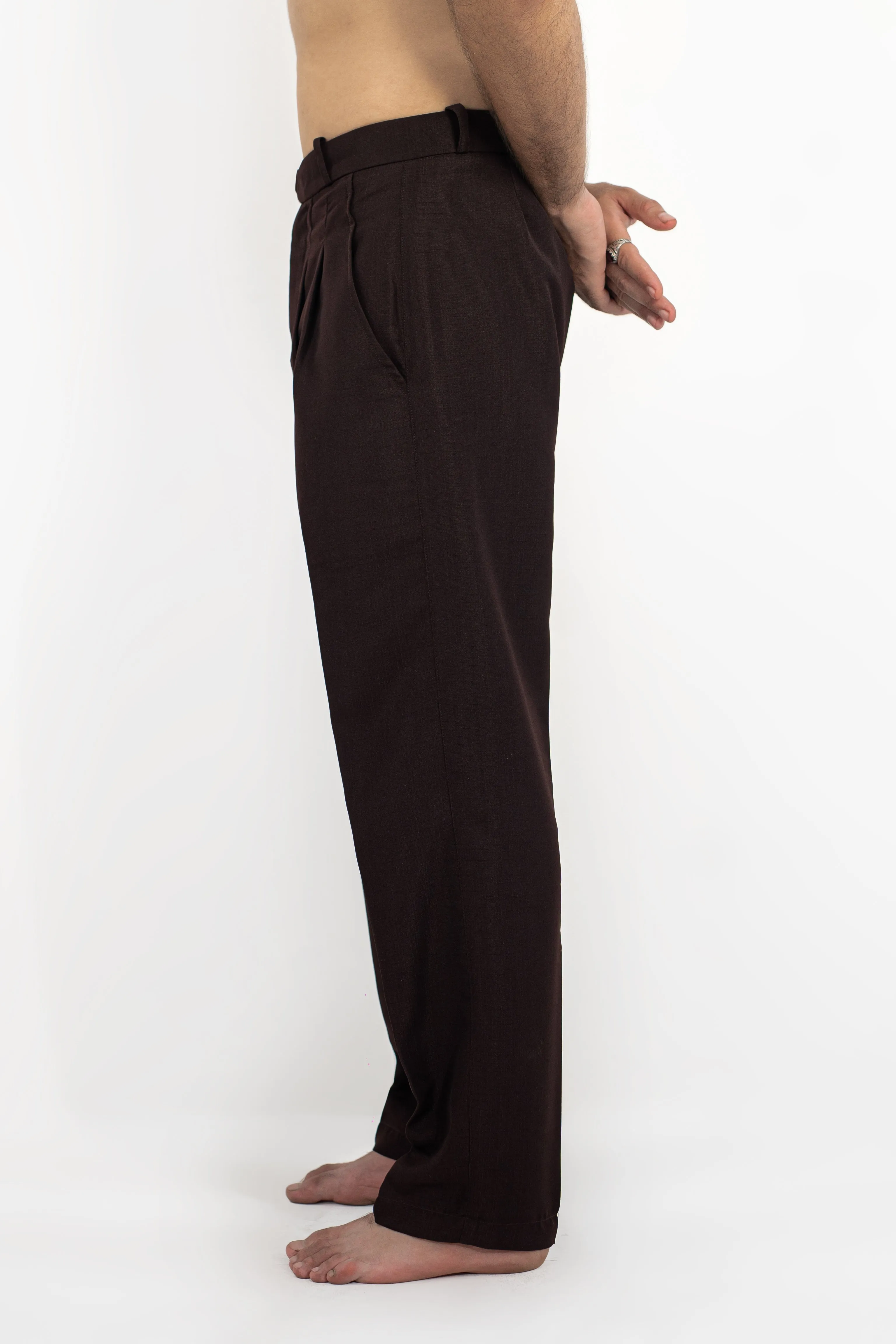 Cocoa Textured Pleated Pants