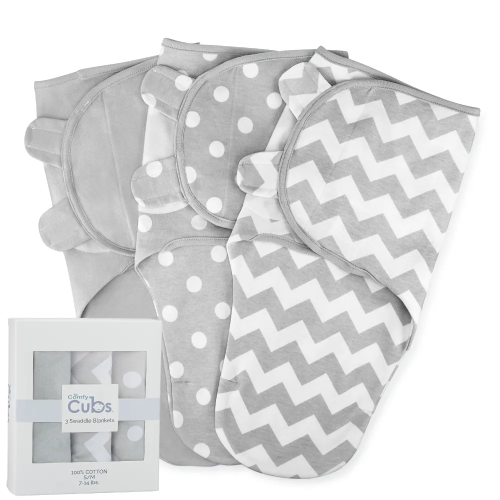 Comfy Cubs - Baby Easy Swaddle Blankets 3 Pack