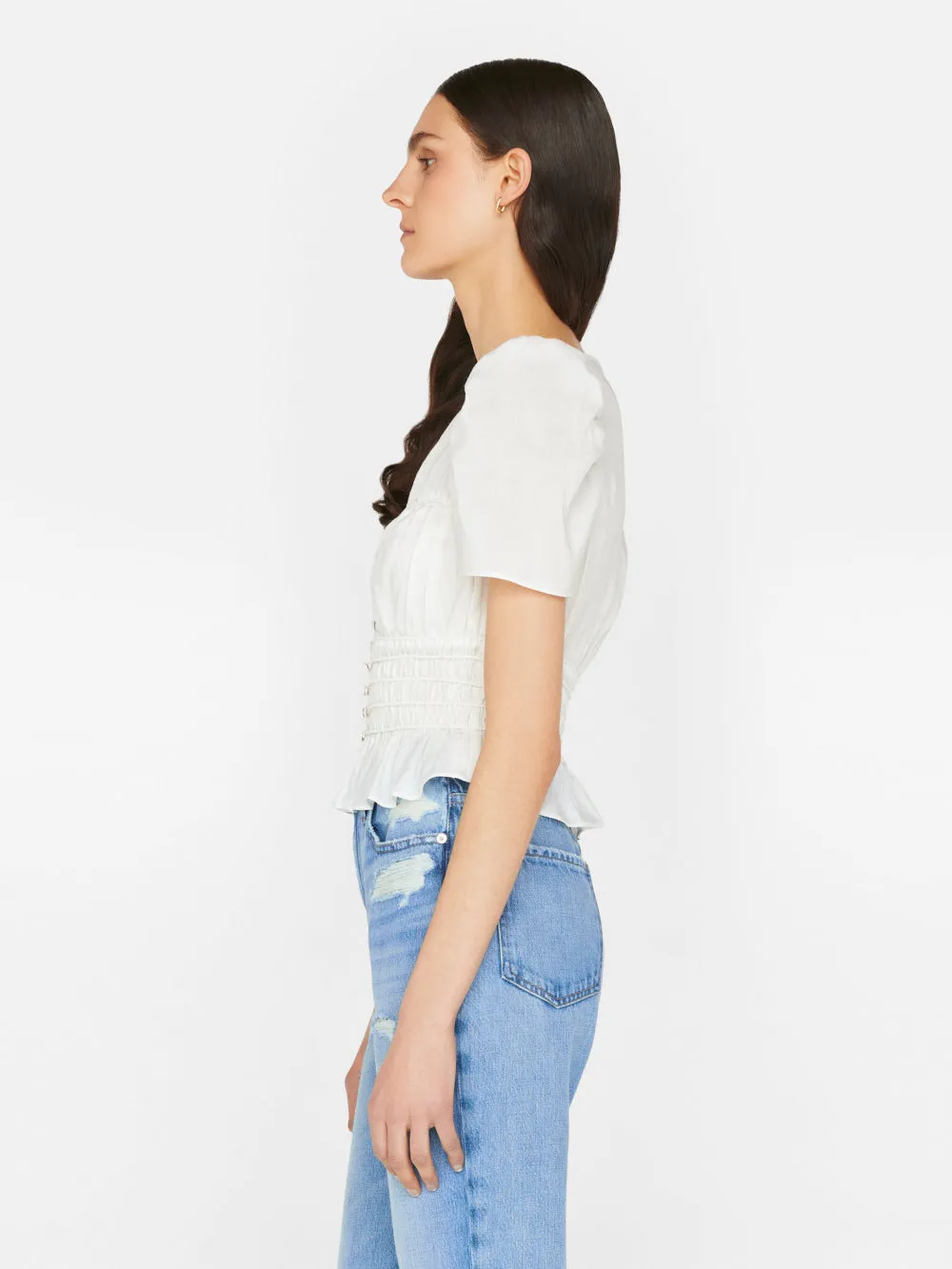 Corded Covered Shoulder Top -- Blanc
