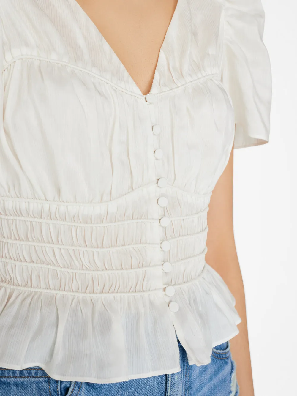 Corded Covered Shoulder Top -- Blanc