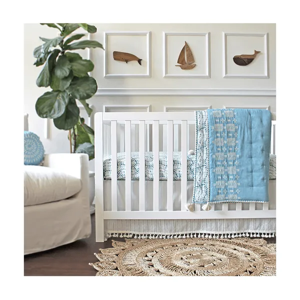 Crane Baby Quilted Blanket - Caspian