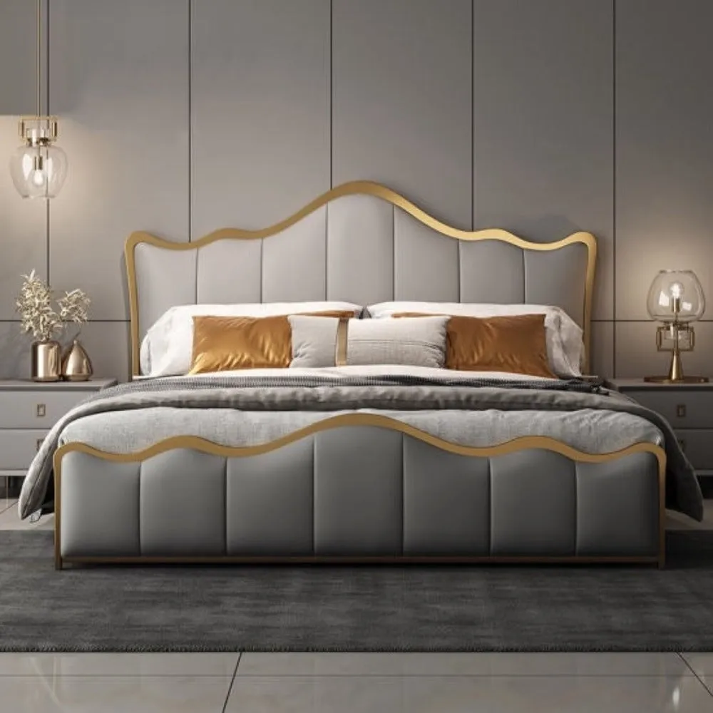 Curving Premium Upholstered Bed With Storage