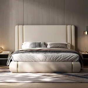 Dennis Upholstered Bed In Suede