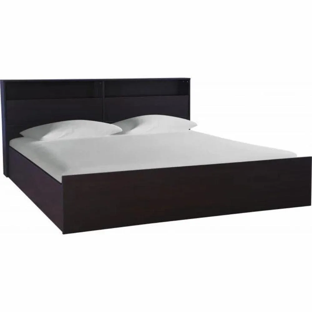 Denver Wooden Bed with Storage in Brown Glossy Finish