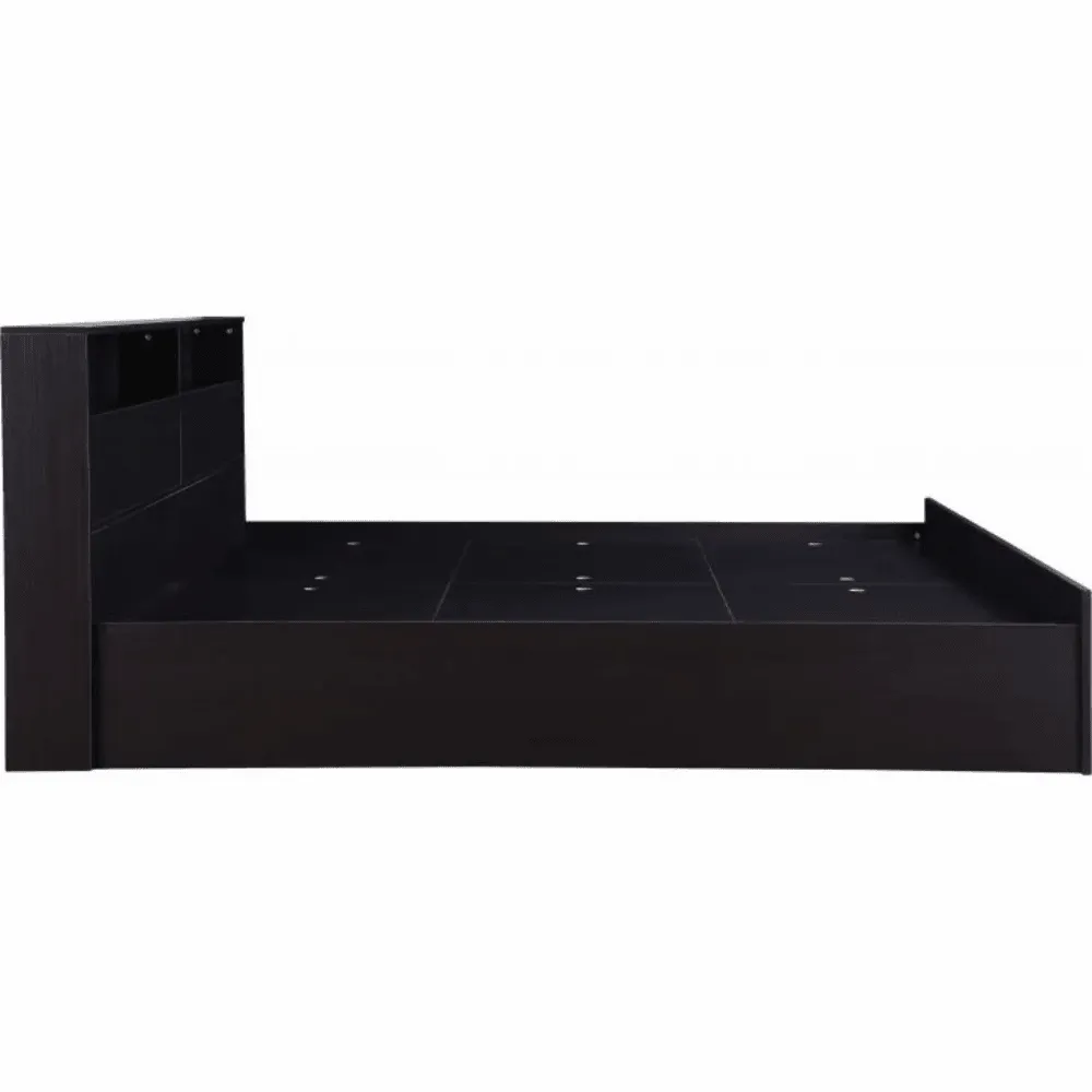 Denver Wooden Bed with Storage in Brown Glossy Finish