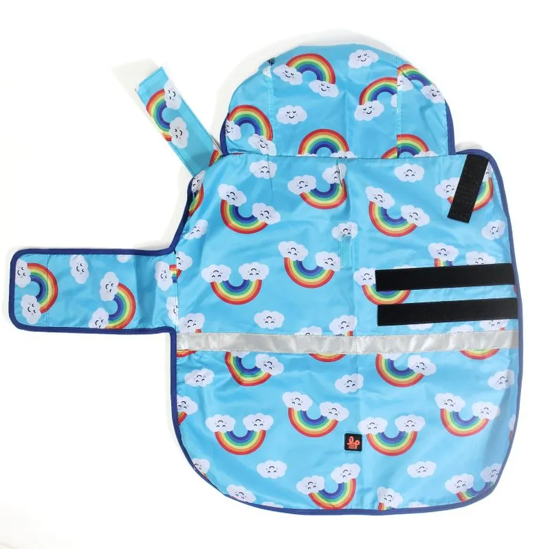 Dog Raincoat - Clouds & Rainbow (Sky Blue Printed)