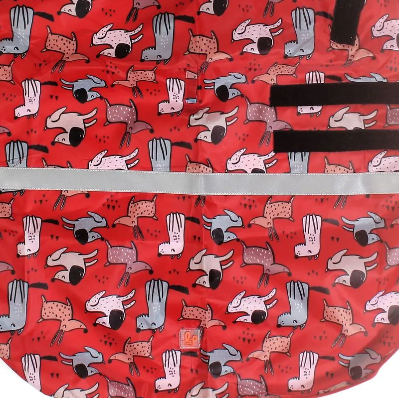 Dog Raincoat - Pupper Party (Red Printed)