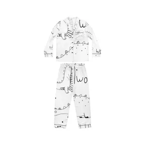 Doodle Dinosours - Inovax Women's Satin Pajamas