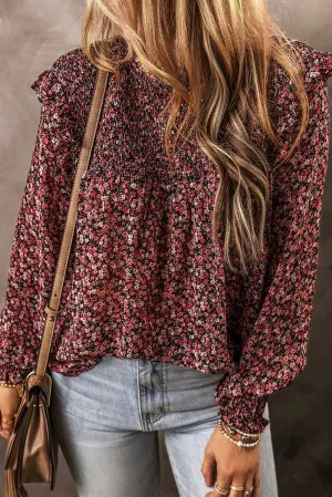 Floral Smocked Ruffle Blouse