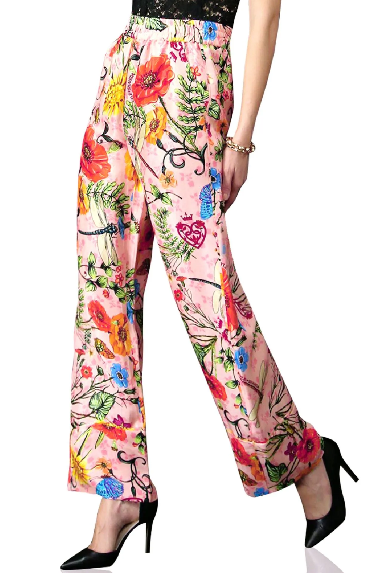 Flower  Print Straight Leg Pants