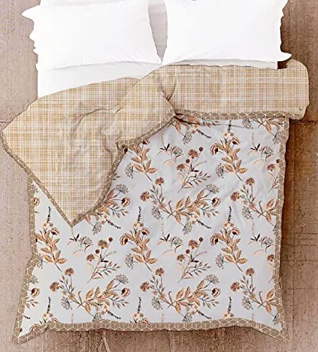 HAWTE Floral Double AC Blanket for AC Room (Cotton, Peach Orange) - Perfect for Every Season