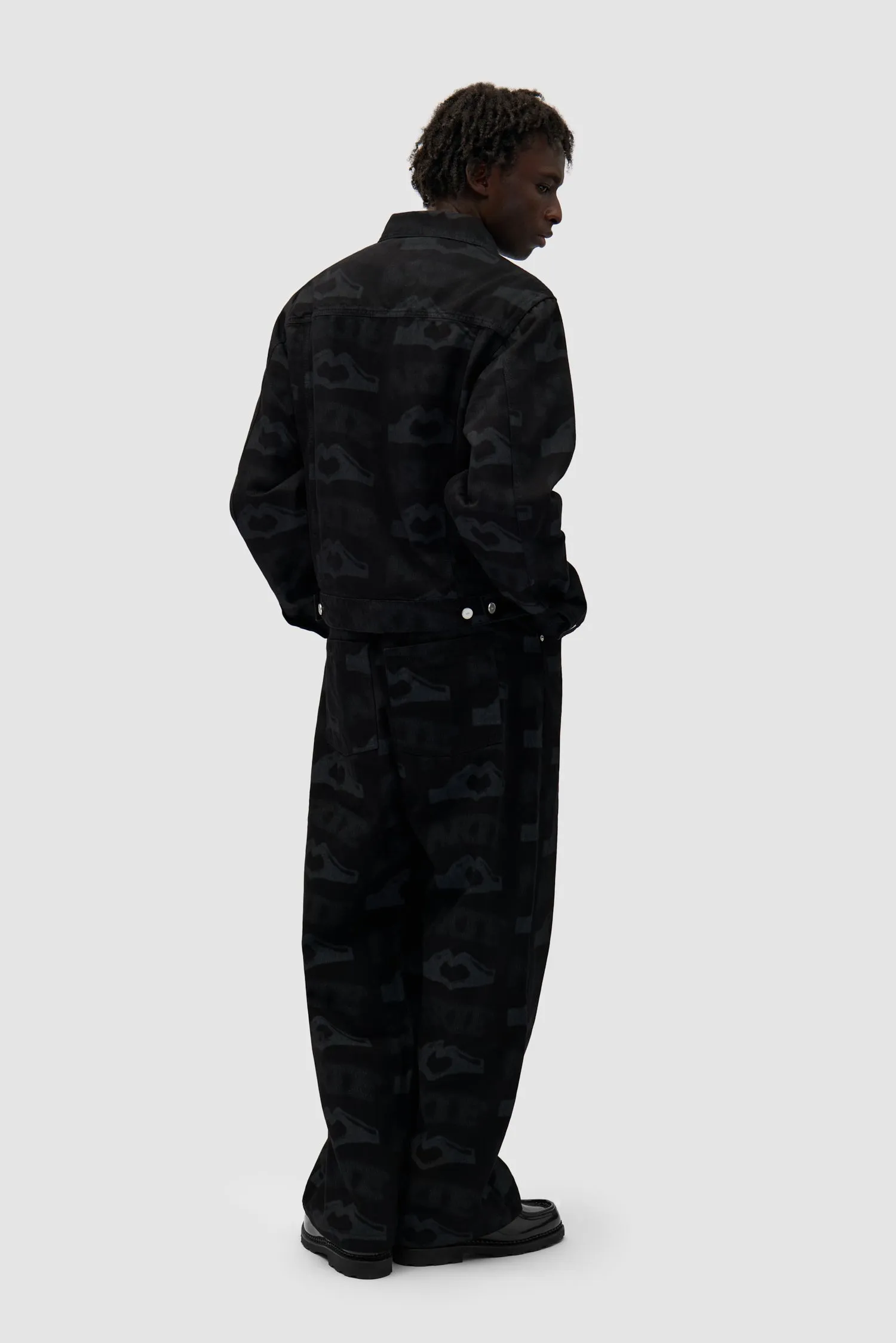 Heart Printed Pants - Black