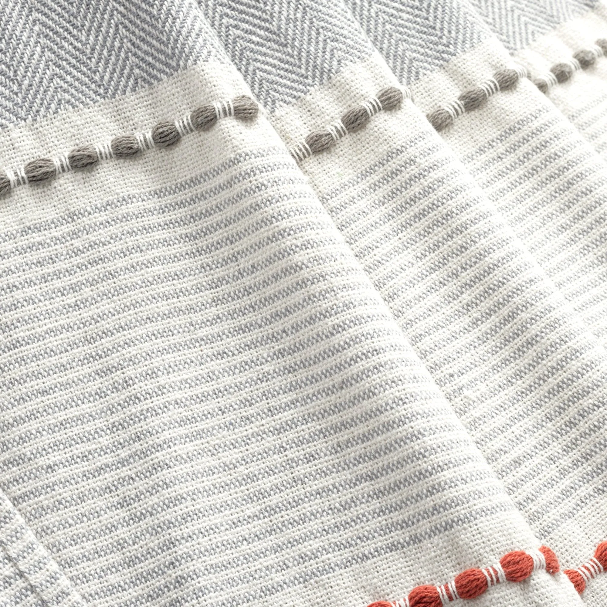 Herringbone Stripe Yarn Dyed Cotton Woven Tassel Throw Blanket
