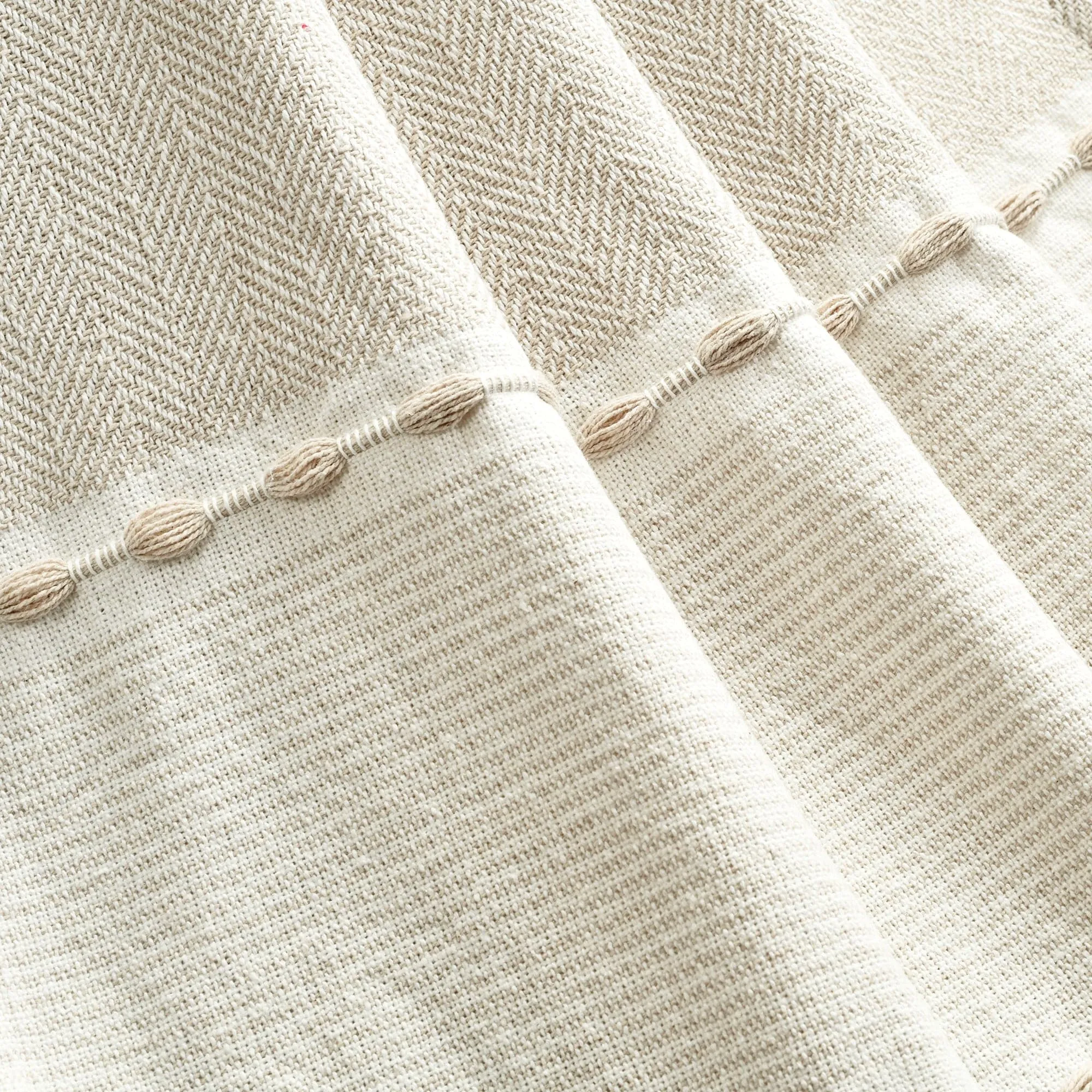 Herringbone Stripe Yarn Dyed Cotton Woven Tassel Throw Blanket