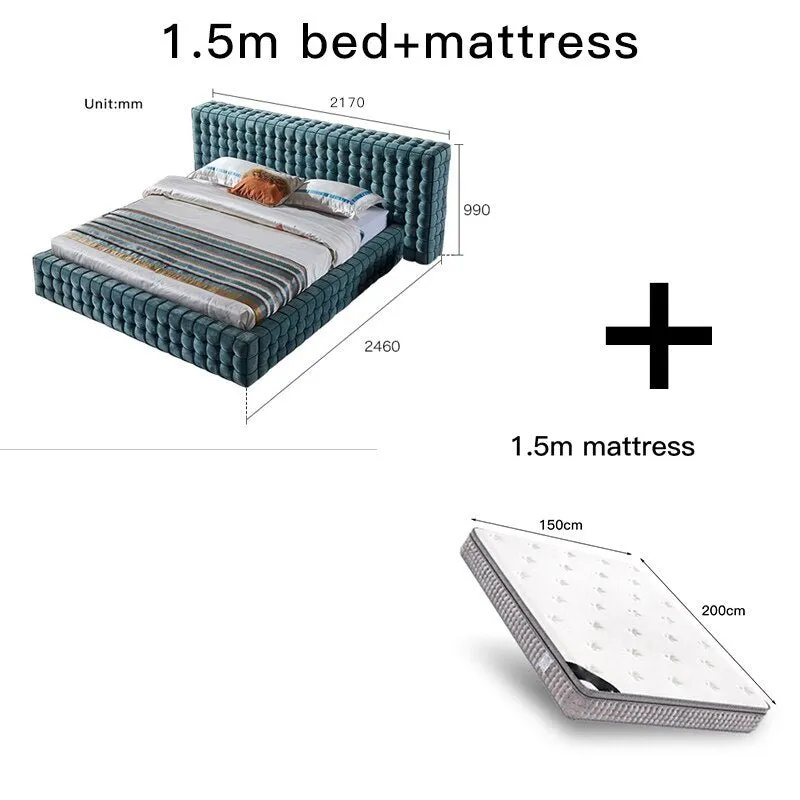 Italian Modern Fabric Velvet King Size Bed Frame