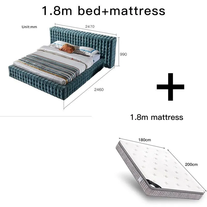 Italian Modern Fabric Velvet King Size Bed Frame