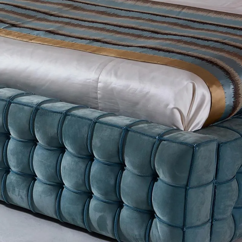 Italian Modern Fabric Velvet King Size Bed Frame