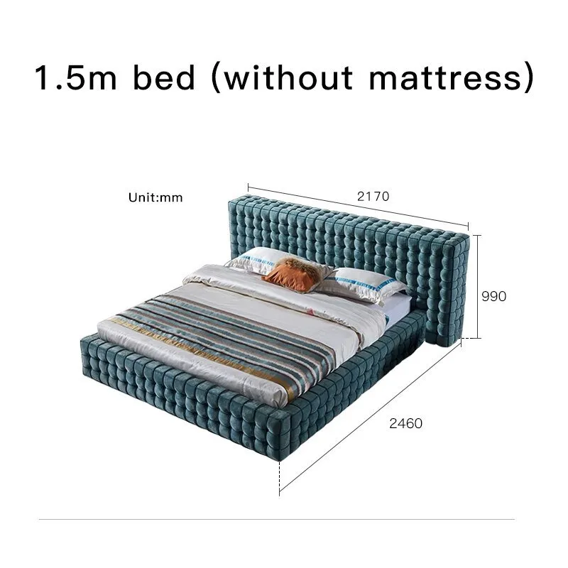 Italian Modern Fabric Velvet King Size Bed Frame