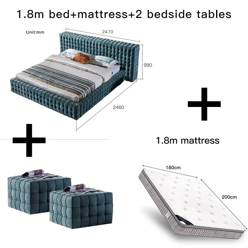 Italian Modern Fabric Velvet King Size Bed Frame
