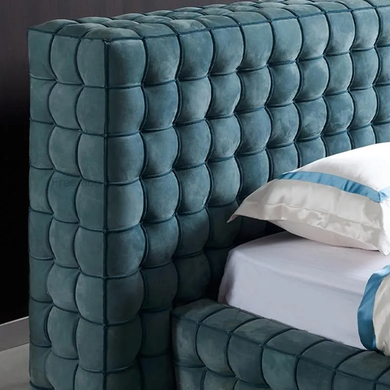 Italian Modern Fabric Velvet King Size Bed Frame