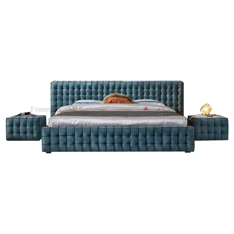 Italian Modern Fabric Velvet King Size Bed Frame