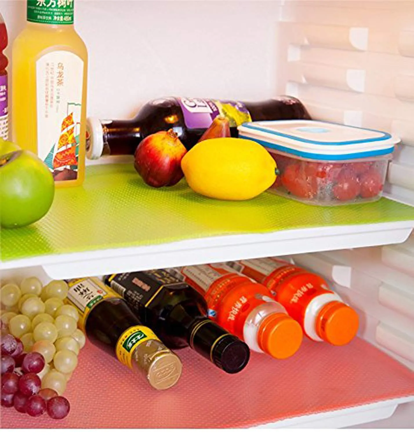Kuber Industries Multipurpose Refrigerator Drawer Mat|Circle Design & Water Proof Plastic Material|Size-48 cm x 33 cm ,Pack of 6 (Multicolour)