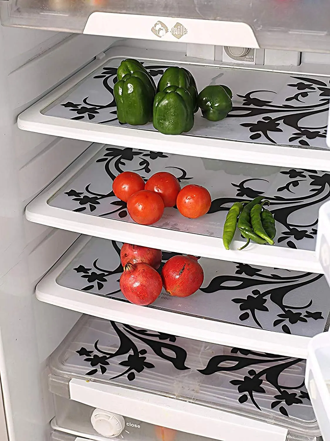 Kuber Industries Refrigerator Drawer Mat|Bird Design & Water Proof PVC Material,Pack of 6 (Multicolour)-CTKTC0710(Polyvinyl Chloride)