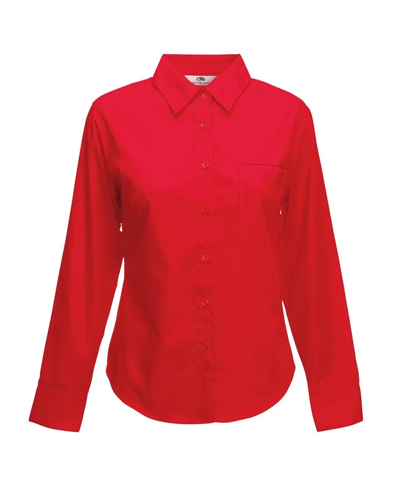 Ladyfit poplin long sleeve shirt | Red