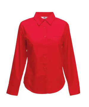 Ladyfit poplin long sleeve shirt | Red