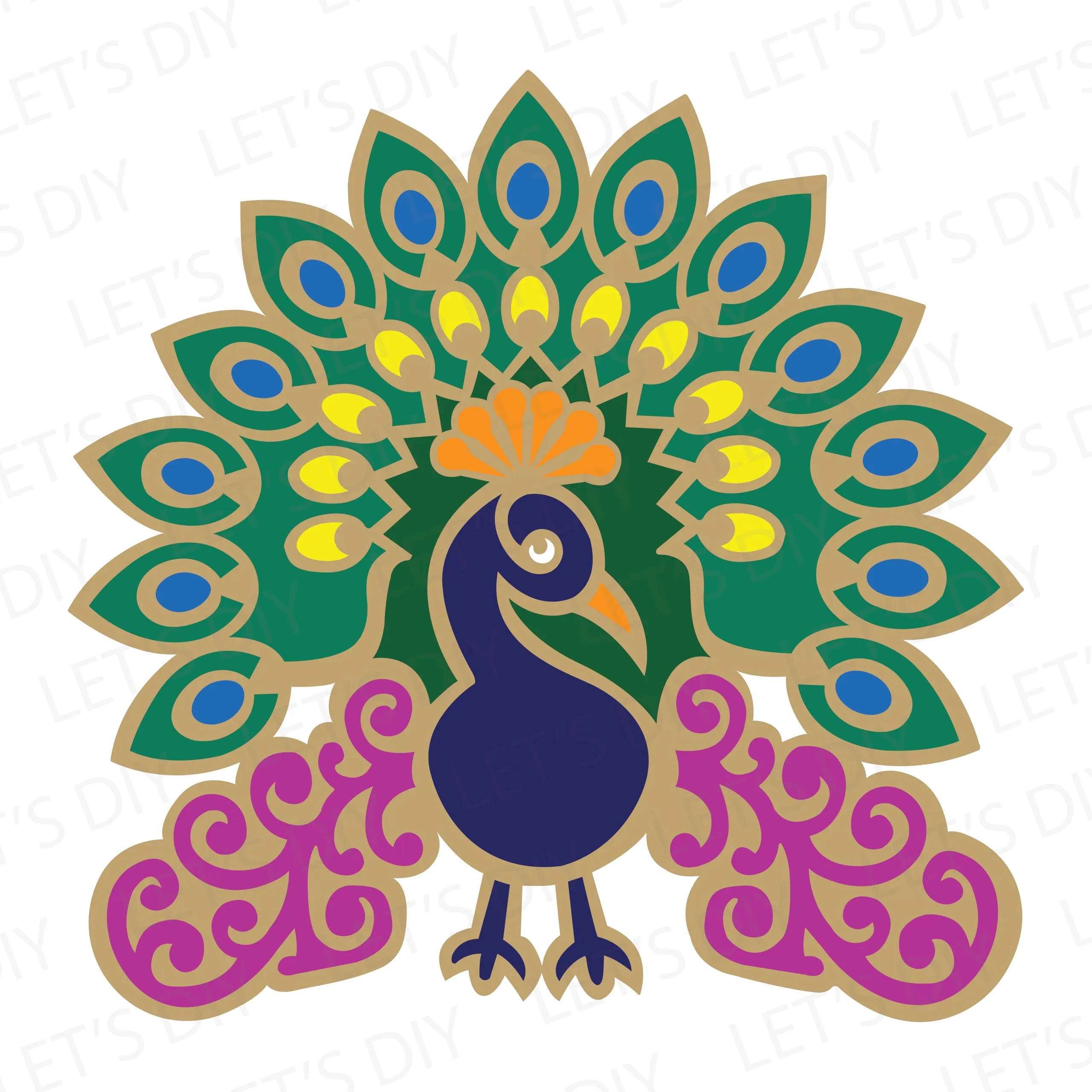 LET'S DIY 11-Inch Reusable Peacock Rangoli Mats for Diwali & Home Décor | Reusable Templates for Floor & Table | Fill with Rangoli,or Grains | Ideal for Navratri, Pongal, Pooja, Mandir Decoration