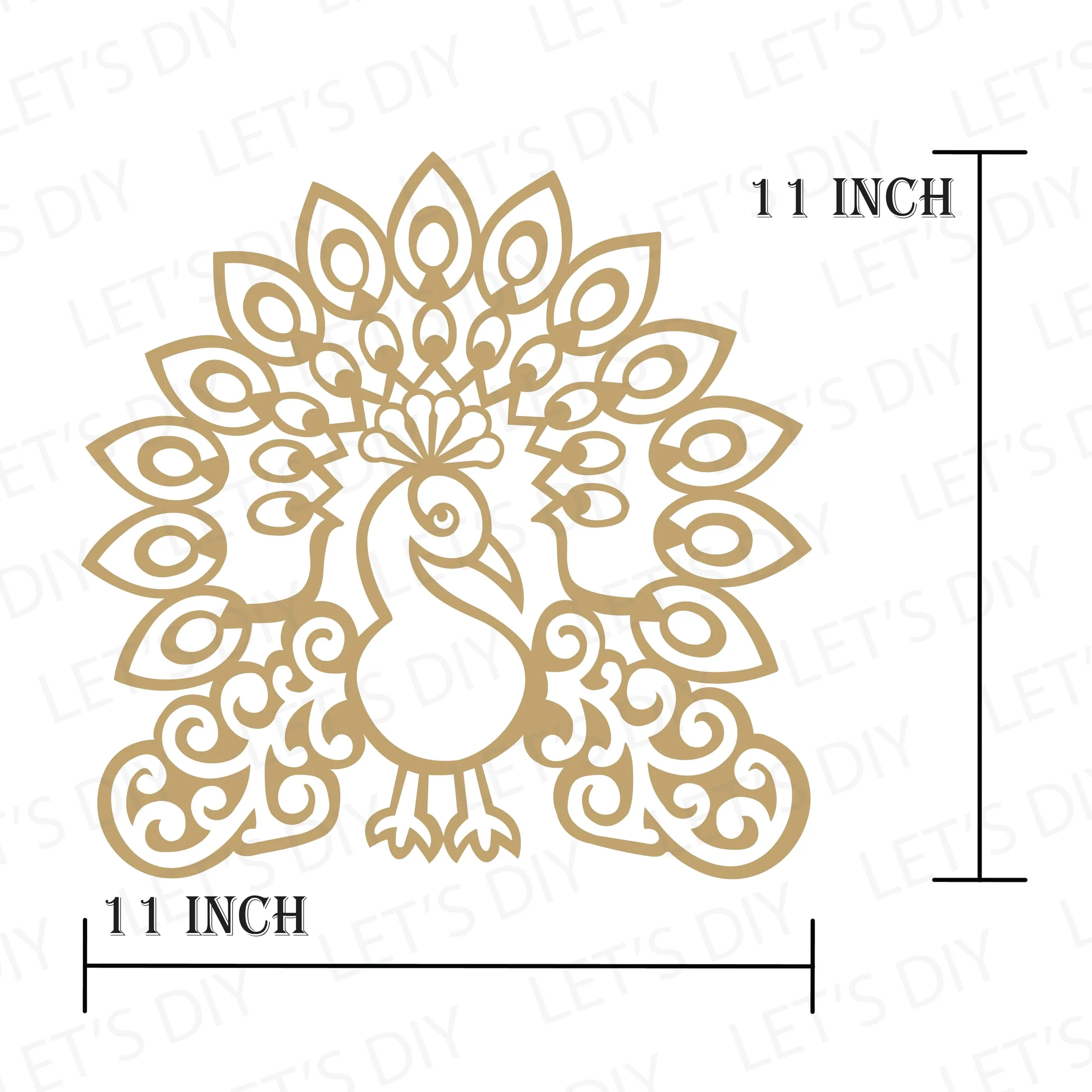 LET'S DIY 11-Inch Reusable Peacock Rangoli Mats for Diwali & Home Décor | Reusable Templates for Floor & Table | Fill with Rangoli,or Grains | Ideal for Navratri, Pongal, Pooja, Mandir Decoration