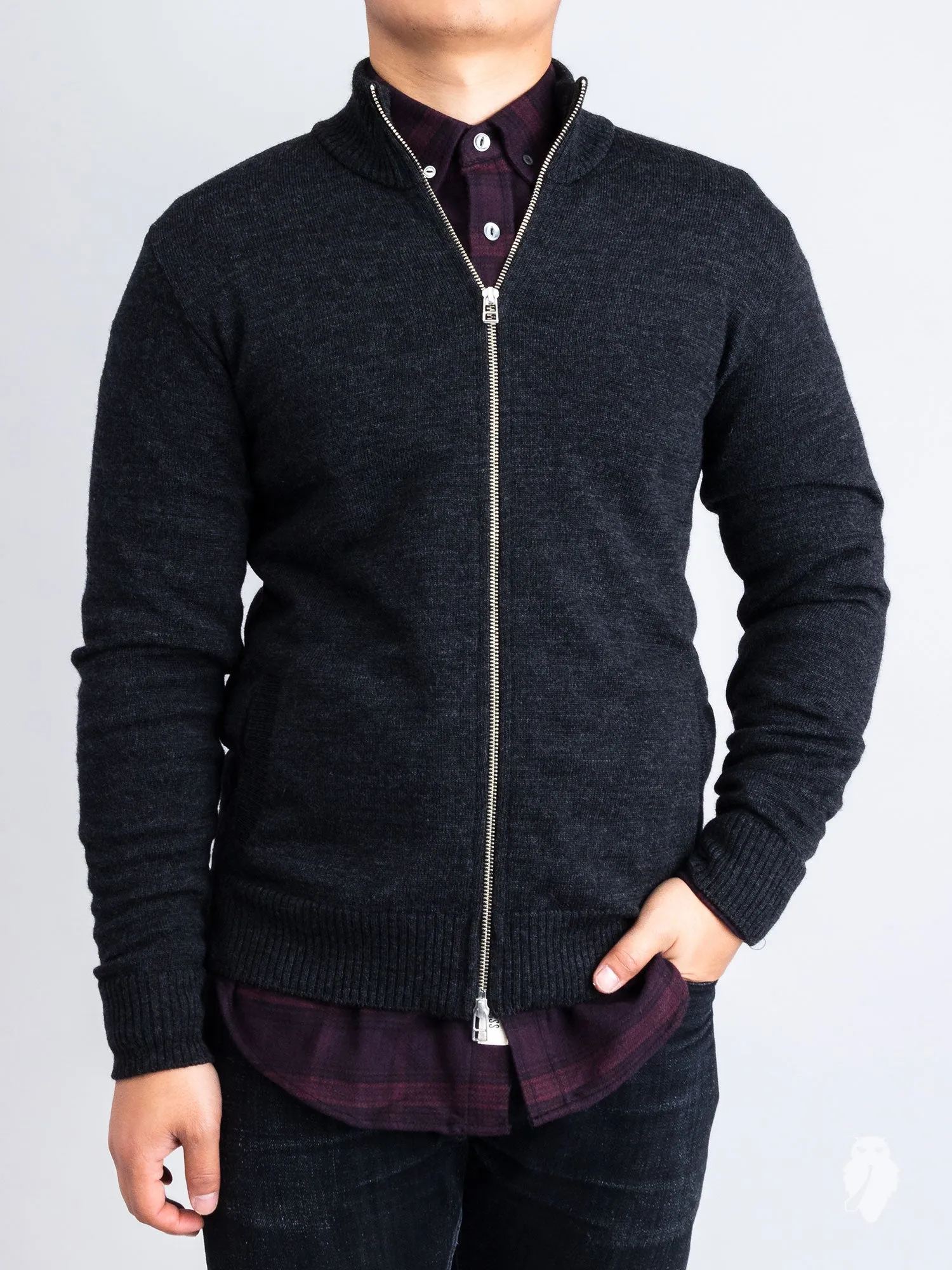 Mockneck Zip Sweater in Charcoal