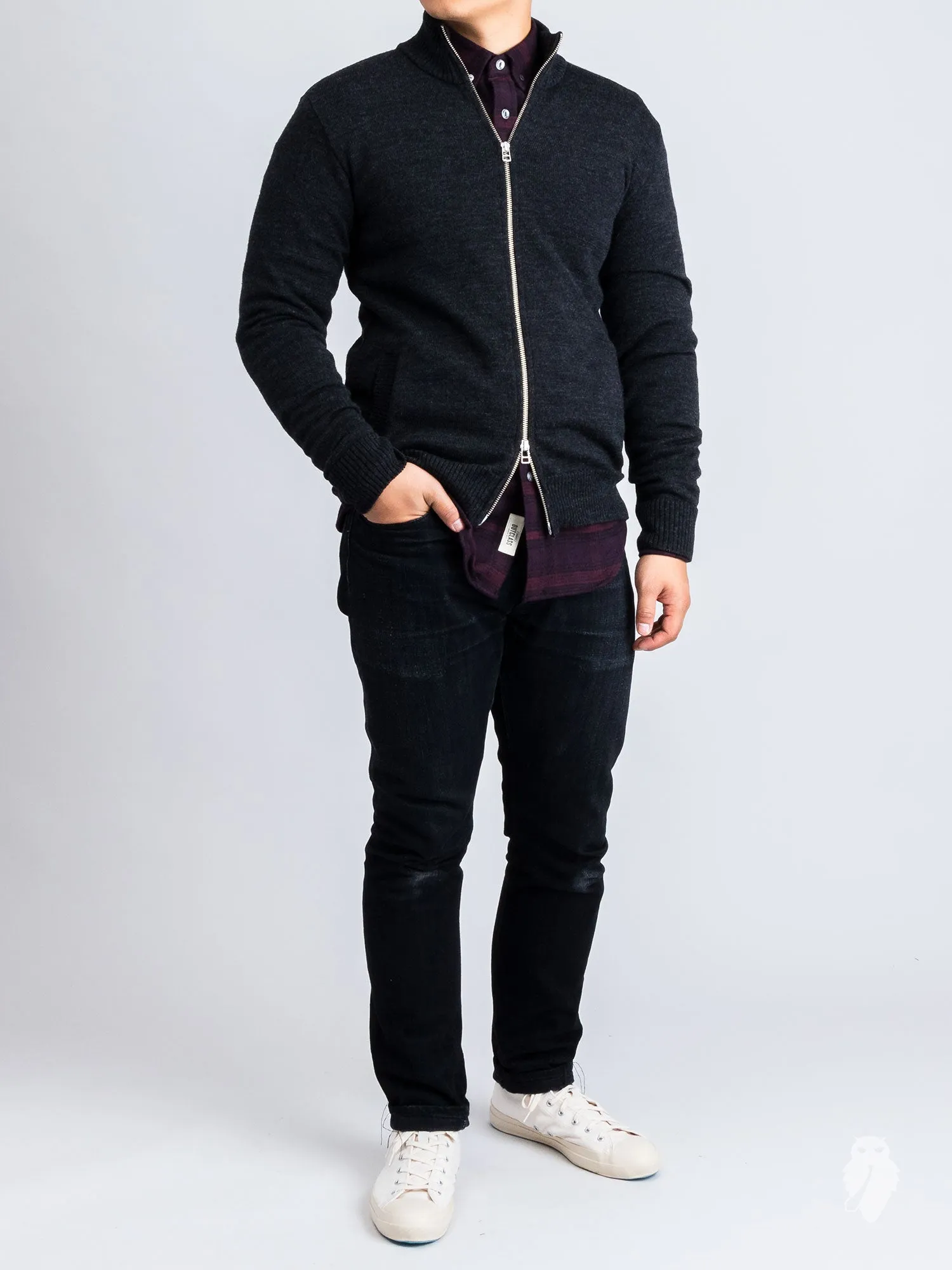 Mockneck Zip Sweater in Charcoal