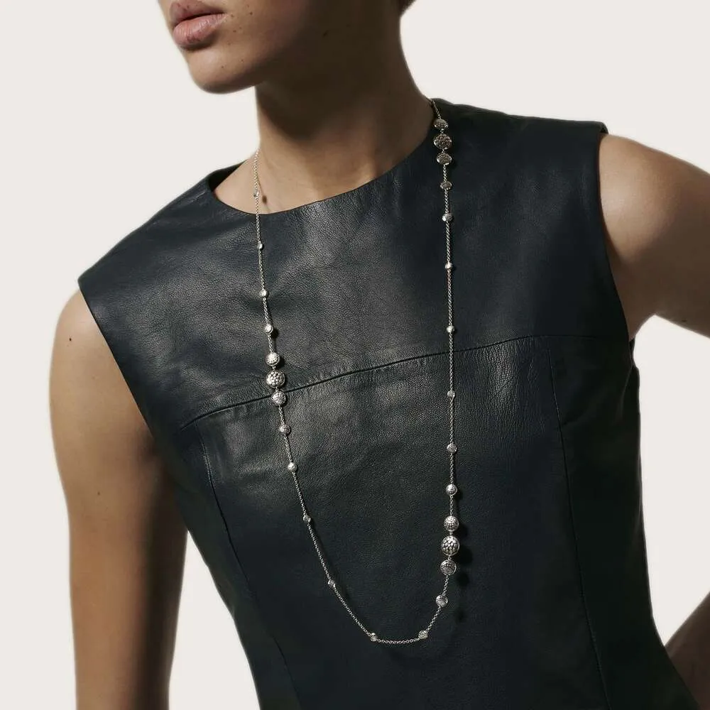 Moon Phase Hammered Station Necklace