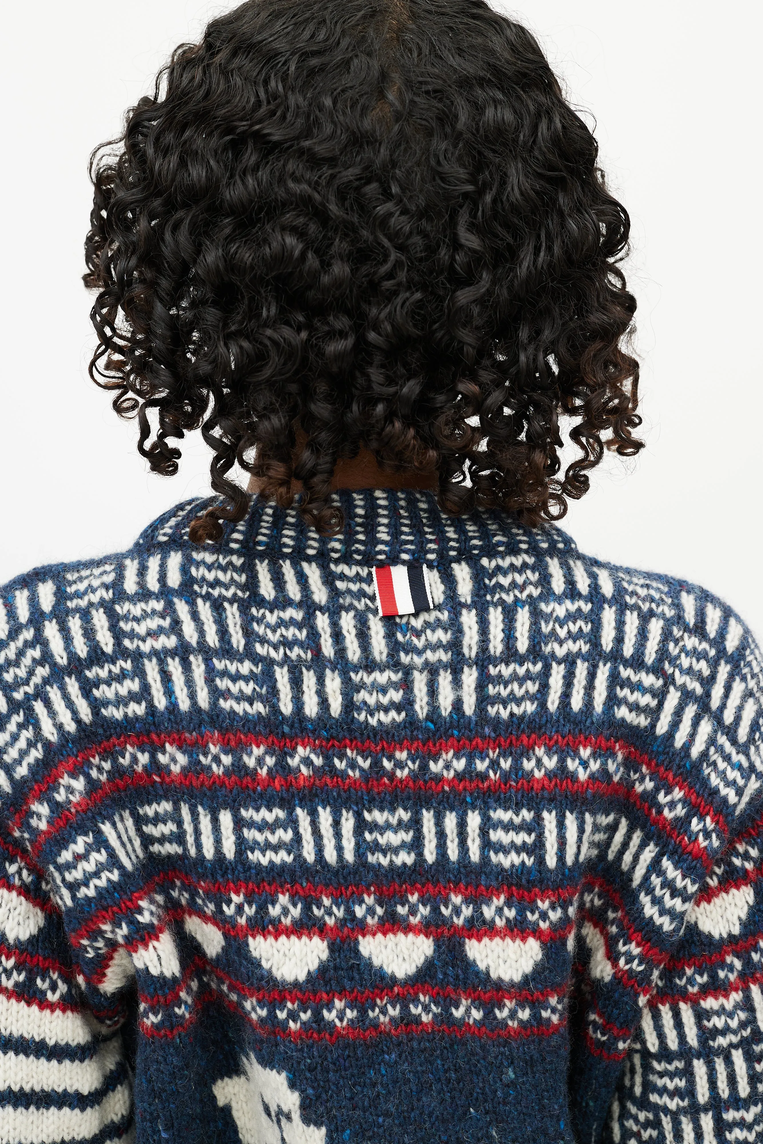 Navy & Multicolour Wool Knit Sweater