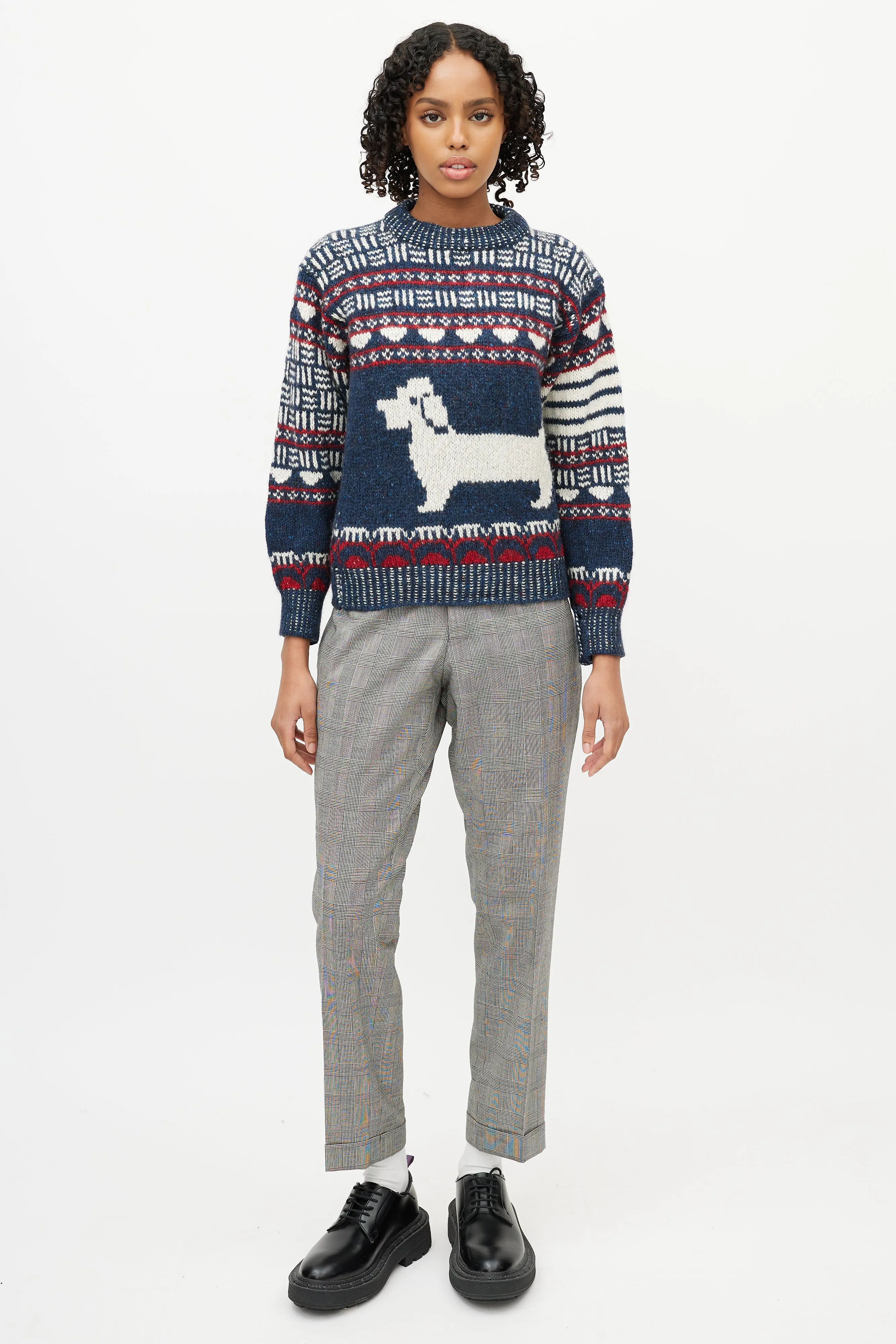 Navy & Multicolour Wool Knit Sweater
