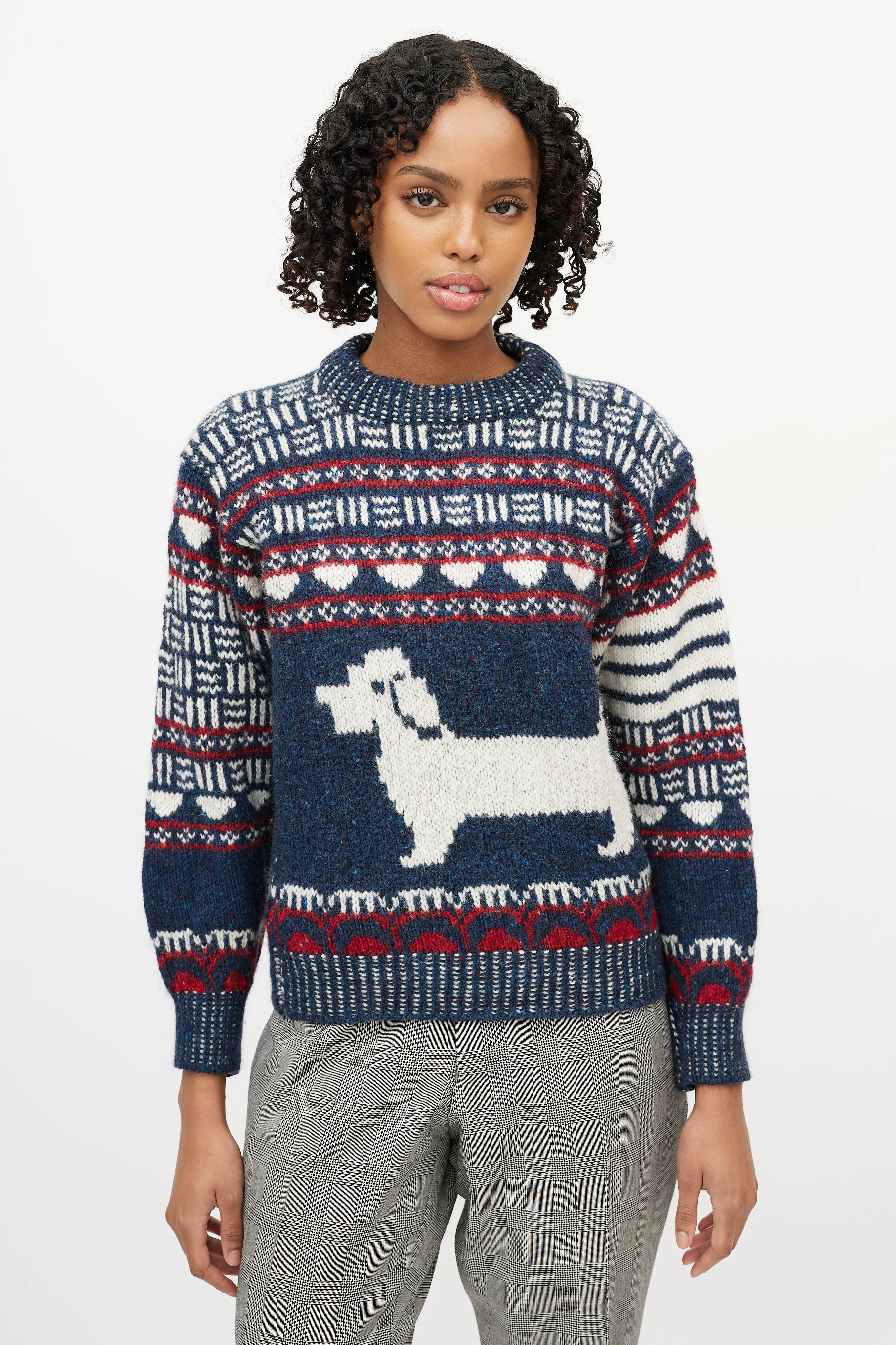 Navy & Multicolour Wool Knit Sweater