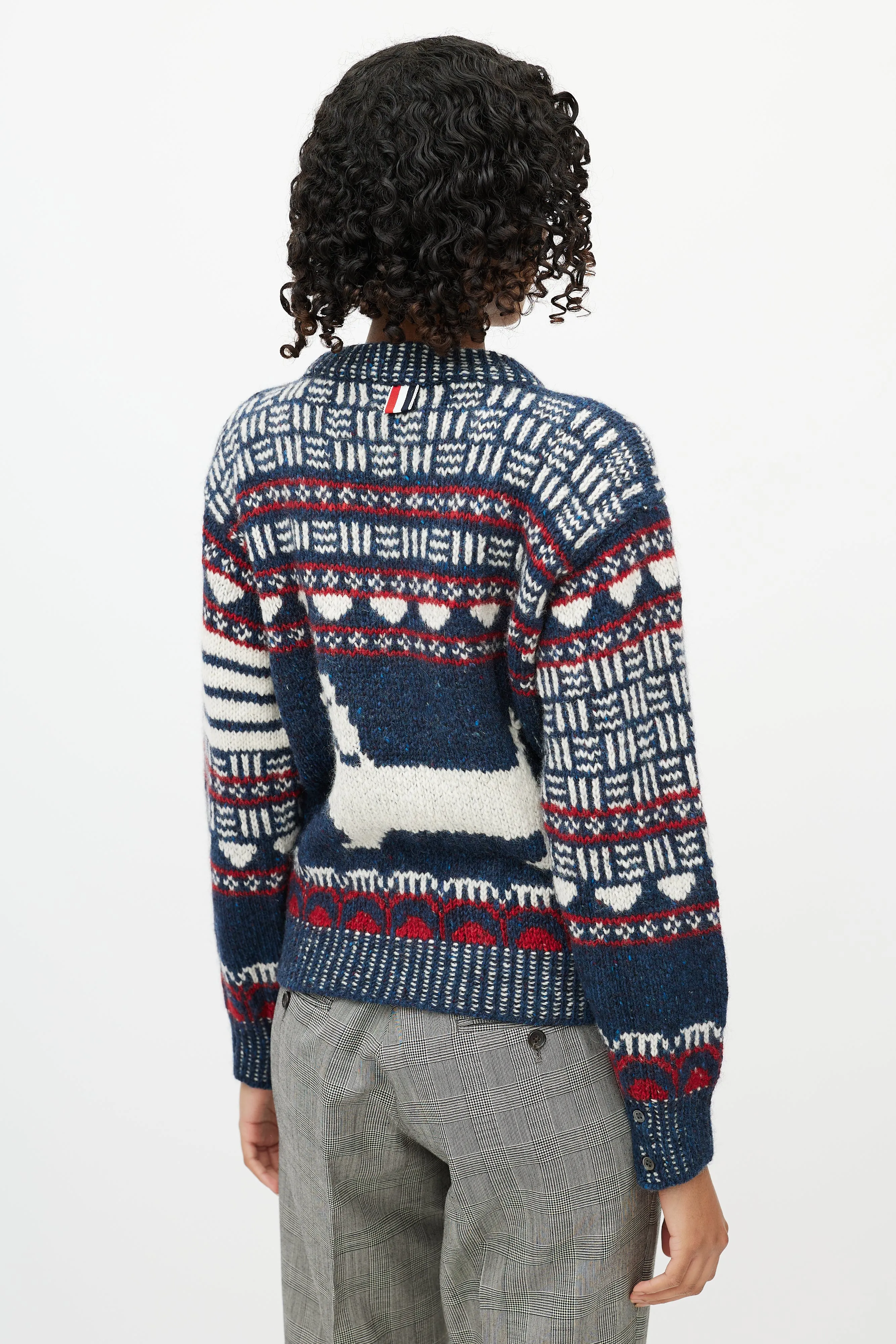Navy & Multicolour Wool Knit Sweater