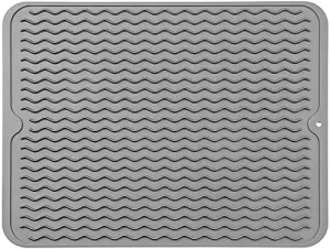 NILKANTH® Silicone Dish Drying Mat for Multiple Usage,Easy Clean,Eco-Friendly,Heat-Resistant Silicone Mat for Kitchen Counter or Sink,Refrigerator or Drawer Liner Grey L 16 x 12 inches