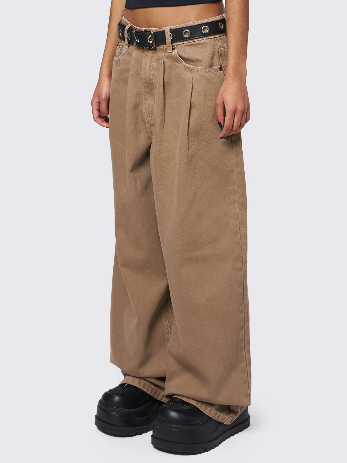 Ollie Beige Baggy Pants