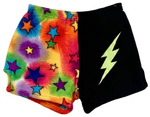 Pajama Shorts (girls) - Tie Dye/Black with Bolt