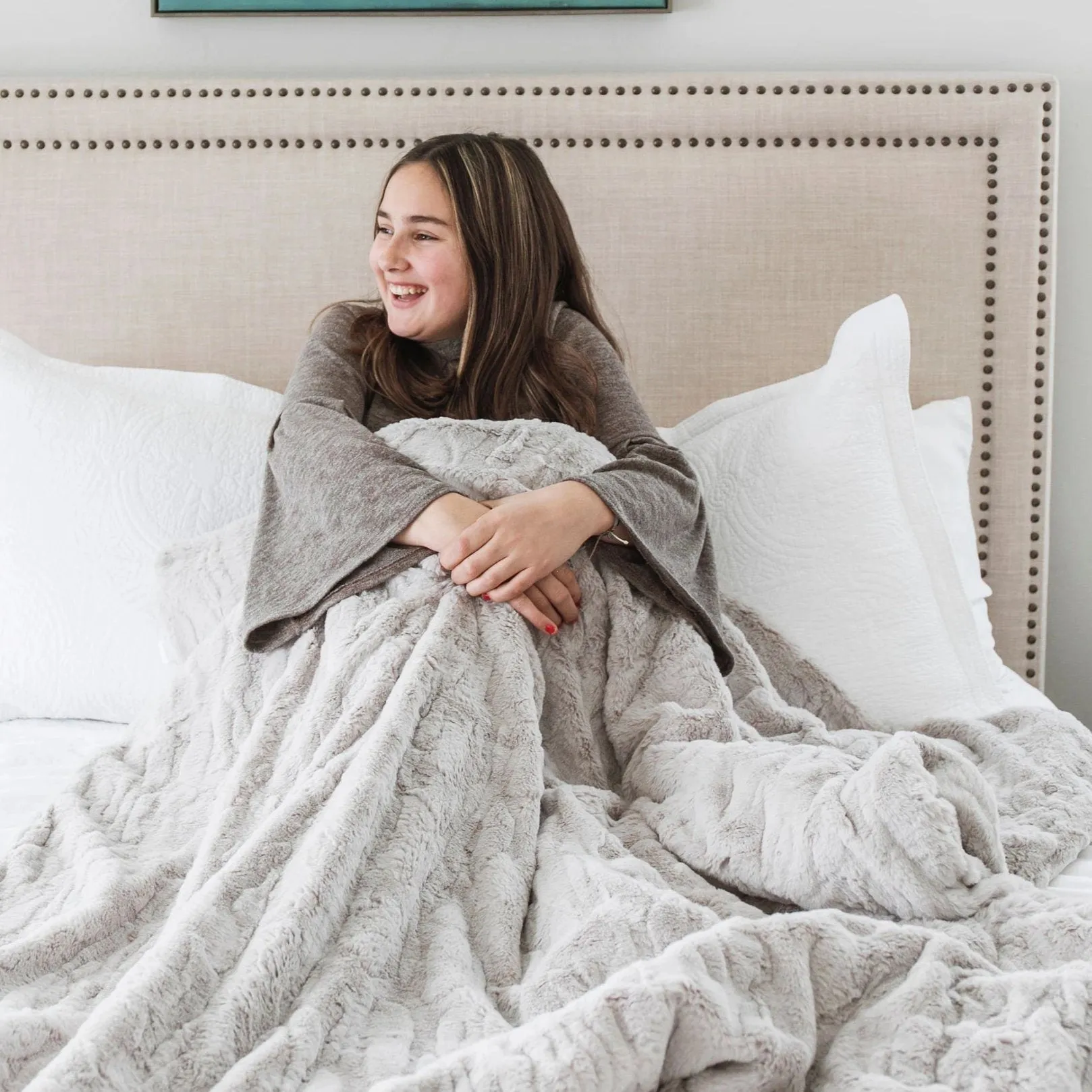 PATTERNED FAUX FUR THROW WEIGHTED BLANKETS